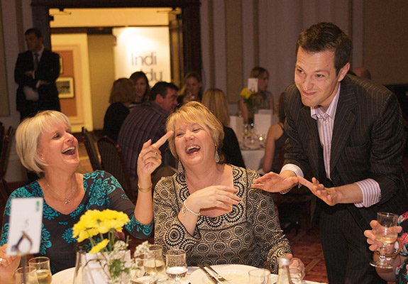 lady pointing at guy